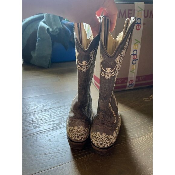 Corral Women's Brown Leather Cowboy Boots Vines Sz 9.5M - Picture 6 of 11